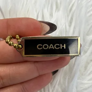 1" y2k COACH Vintage Gold Black Fob Bag Charm Hang tag Hangtag thumbnail 1