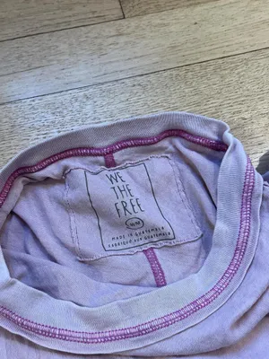 We The Free Pale Lavender Short Sleeve Tee with Pink Topstitch thumbnail 2