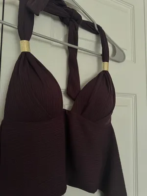 orphe brown halter backless push up bra alba tank top thumbnail 4