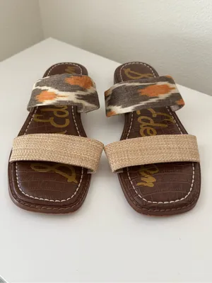 Sam Edelman Haydee Beige Woven Slip On Open Toe Sandals 9 thumbnail 5