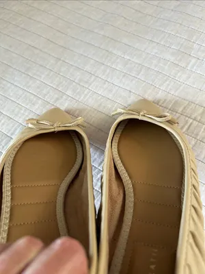 Kelly & Katie nude light tan leather pointed toe bow ballet flats 8 thumbnail 7