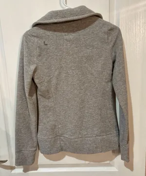 gray zippered sweater fleece jacket Lole brand activewear jacket. thumbnail 4