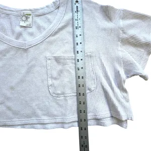 Offline by Aerie White Waffle Knit Crop Top Womens Large V Neck Pocket Coquette thumbnail 5