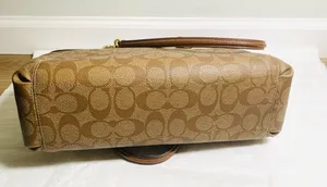 Coach Canvas Crossbody Bag With Signature Logo Brown Gold With Strap thumbnail 5