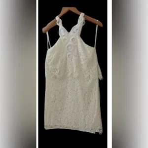 DO+BE White Lace Halter Dress Small NWT Boho Bridal Shower Rehearsal Dinner thumbnail 4