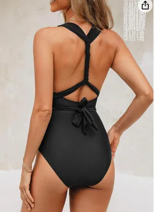 Cupshe Women's One Piece Swimsuit Wide Strap Wrapped Self Tie thumbnail 3