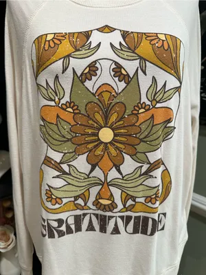 Altar’d State “GRATEFUL” Floral Sweater – Soft & Oversized – Size Small thumbnail 3