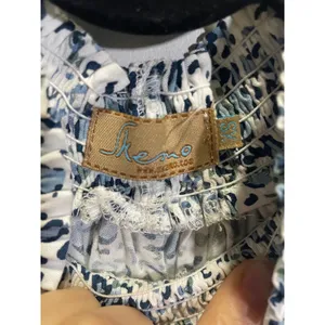 Skeemo Halter Dress‎ Women XS Blue Leopard Smocked Waist Mini Boho Summer Casual thumbnail 3