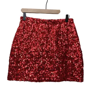 Beach Riot‎ Trixie Sequin Mini Skirt Red Size Medium BR55765R5 Clubbing Outfit thumbnail 9