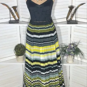 Free People Maxi Dress Striped Pleated boho fairy festival whimsigoth hippie M thumbnail 5