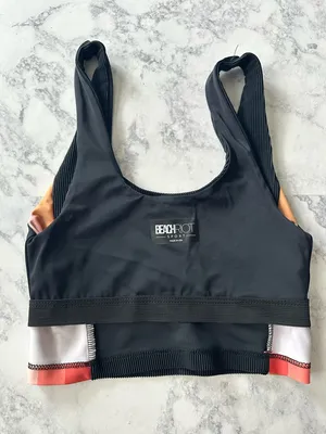 Beach Riot Tessa Top In Coral Stripe In Black thumbnail 7