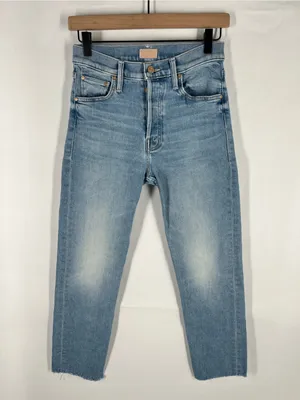 MOTHER‎ Tomcat Ankle Fray Jeans in Light Blue thumbnail 2