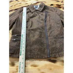 Kut From The Kloth Women Faux Suede Size‎ Medium Zip Jacket Leopard Print Preppy thumbnail 4