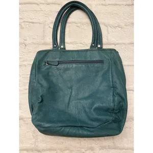 Perlina Brushed Leather‎ Hobo Shoulder Bag Purse Green Buckle Medium Tote thumbnail 2