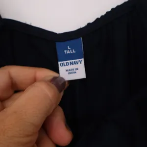 Old Navy Maxi Dress Womens L Tall Ruffle Tiered Navy Blue Spaghetti Strap Exc thumbnail 2