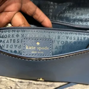 Kate Spade Blue Crossbody Bag gold hardware strap chain with leather thumbnail 6