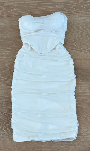 Oh Polly Corset Strapless Midi Dress First Class Size US 4 Ivory Cream thumbnail 1