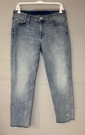 MOTHER The Dropout Jeans in Clear As Day Women’s Sz 27 Raw Hem Light Wash Cotton thumbnail 1