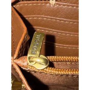 Fossil Logan Brown Pebbled Leather Zip Around Wristlet Wallet‎ Clutch thumbnail 6