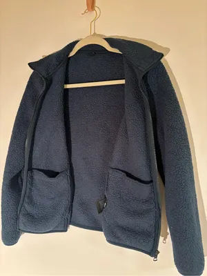Uniqlo Women's Dark Navy Teddy Fleece Zip Jacket thumbnail 4