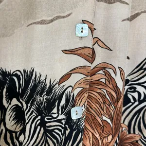 Teddi Rayon Safari Zebra Print Women’s Button Down Shirt Brown and Black Size XL thumbnail 5