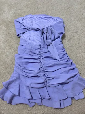 Lucy Lavender Strapless Ruffled Mini Dress Purple thumbnail 1