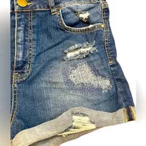Design Lab Distressed Denim Shorts Cuffed Dark Wash EUC Size 31 thumbnail 3