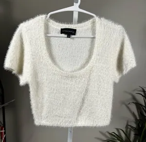 P82. Cotton Candy LA Cream Fuzzy Crop Top thumbnail 1