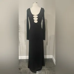 New! Alice + Olivia Kalena Plunge Crystal Jersey Cut Out Maxi Dress Sz‎ 8 $550 thumbnail 5