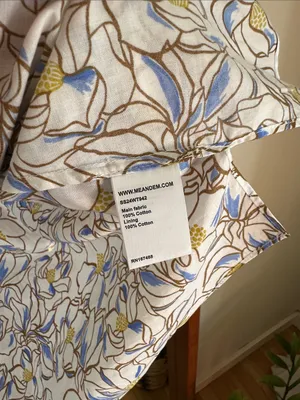 ME+EM Magnolia Print Cotton Top Cream Blue Size 6 thumbnail 3