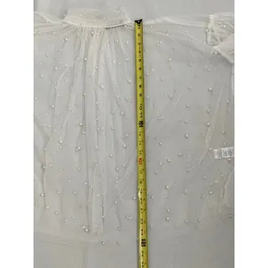 INA sheer white mesh decorated faux pearls‎ size medium thumbnail 6