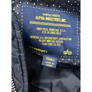 Alpha Industries MA-1 Diamond Black Quilted Long Sleeve Bomber Coat Jacket Sz S thumbnail 5