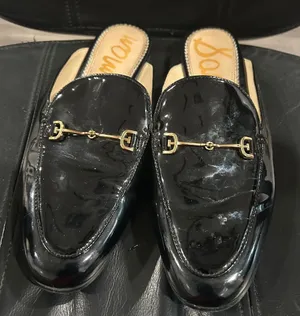 Sam Edelman Black Patent Mules with Gold Detail thumbnail 1