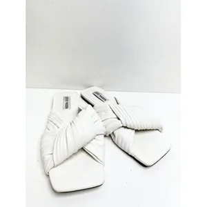 Steve Madden Mentor White Ruched Knotted Square Toe Flat Slide Sandals 8.5M thumbnail 3