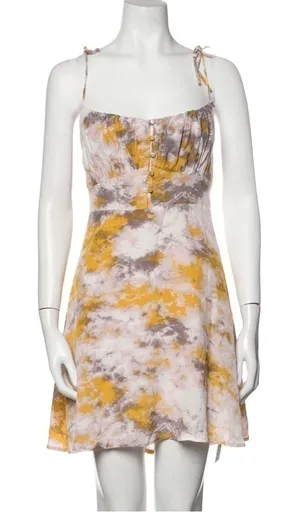 ASTR THE LABEL yellow tie dye mini dress size M EUC summer party thumbnail 1
