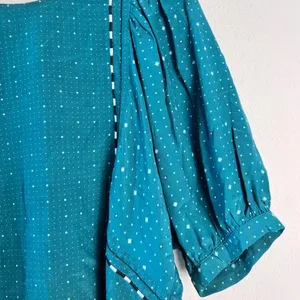 Anthropologie Dolan Green Blouse‎ Puff Sleeves Small Boho Casual thumbnail 4