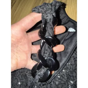 VTG Cache NEW Tags‎ Sz Small Black One Shoulder Sequin Top Chain Detail thumbnail 2