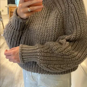 H&M light brownish/tan rolled turtleneck sweater thumbnail 3