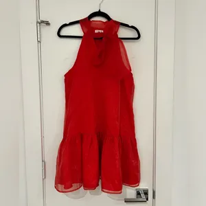 The Clothing Exchange Red Chiffon Dress with Tie Neck thumbnail 5