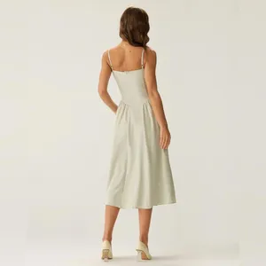 RIHOAS Green Square Neck Pocket Slip Midi Dress L thumbnail 5