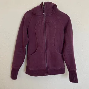 Lululemon zip up Scuba Classic Cotton Fleece Heathered Bordeaux Drama size‎ 4 thumbnail 4