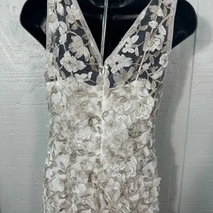 Adrienna Papell Off White Lace Overlay Sleeveless Dress Size 4 NWOT thumbnail 8
