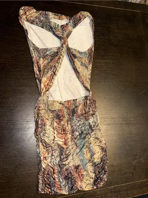 Ruched Snake Print Open Back Bodycon Mini Dress Y2K Going Out Size P/S thumbnail 5