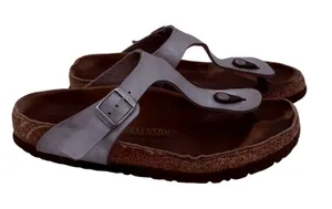 Birkenstock Women's Silver Gizeh Leather Sandals Size 40 / 260 / 9 thumbnail 1