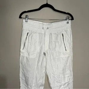 Athleta Cabo Linen Jogger‎ Tall White High Rise Drawstring Pull On Pants thumbnail 3