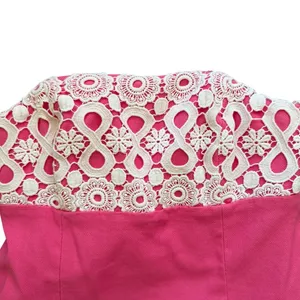 Lilly Pulitzer Textured Pink Cotton & White Lace Strapless Shift Dress Resort thumbnail 2