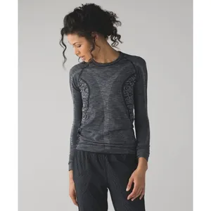 Lululemon Rest Less Pullover Gray Heathered‎ Black Seamless Long Sleeve M/L thumbnail 11