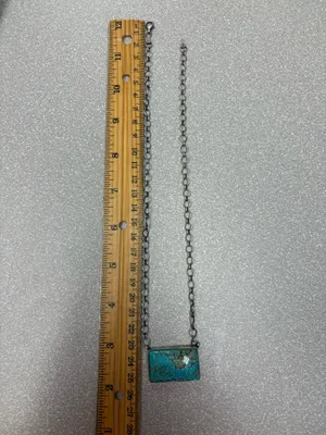 Authentic Navajo Sterling Silver Turquoise Necklace by P. Skeets – Spiderweb Matrix thumbnail 6