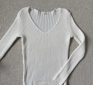 John Galt white v neck sweater thumbnail 1