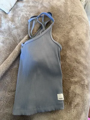 Vuori Blue ribbed cropped skinny strap tank top thumbnail 5